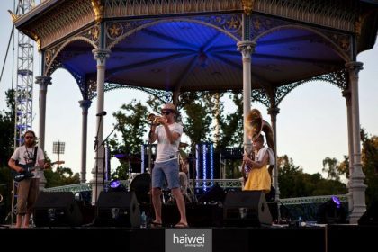 Atlantic Street Band on stage at New Year's Eve in Elder Park, Adelaide