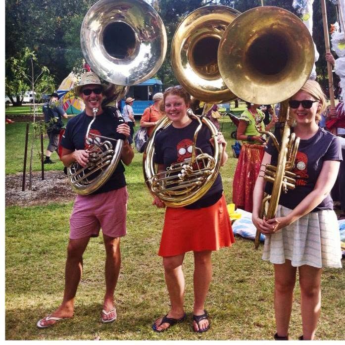 Atlantic Street Band led a big Mardi Gras style parade at WOMADelaide 2014